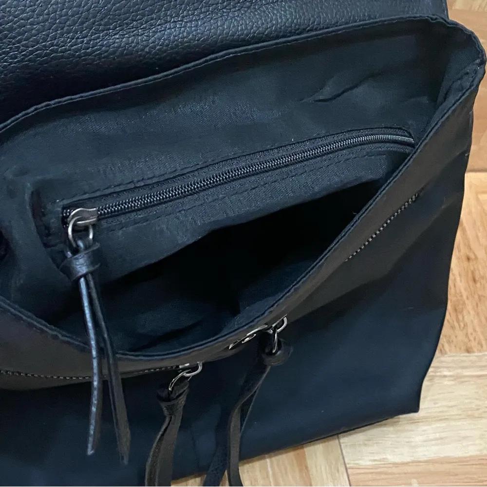 BOTKIER NEW YORK Trigger Backpack Black Nylon Faux Leather Logo Strap Mini Bag - Image 11