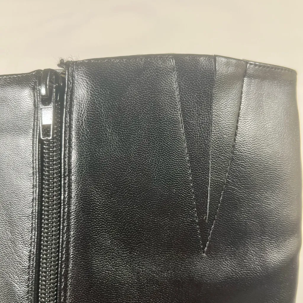 XOXO KENDAL LEATHER TALL BOOT WITH GOLD HEEL ACCENT ZIP WOMEN SZ 10M BLACK NEW - Image 7