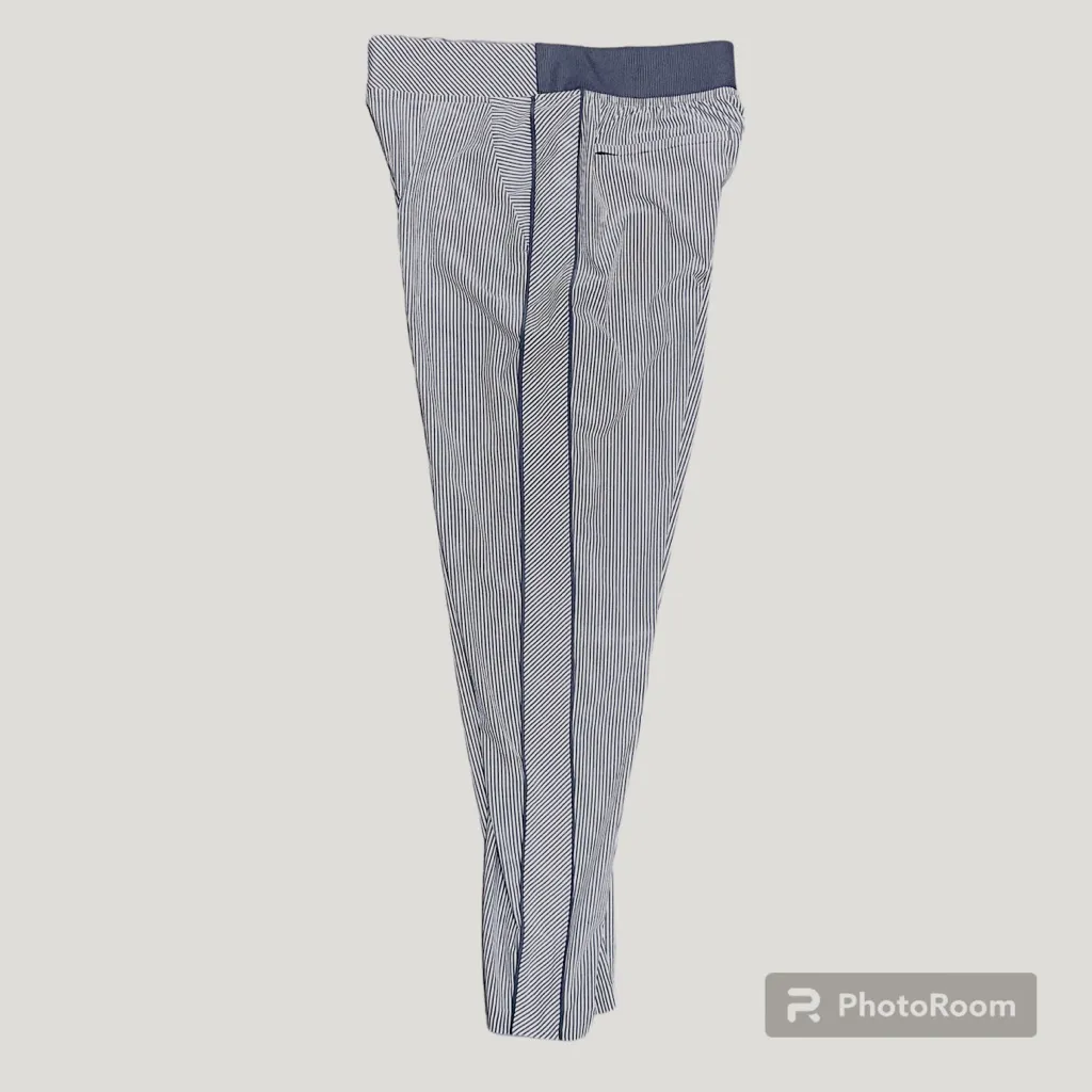Athleta Gray Off White Stripe Brooklyn Ankle Pant Pull On Stretch Tapered 4 - Image 7
