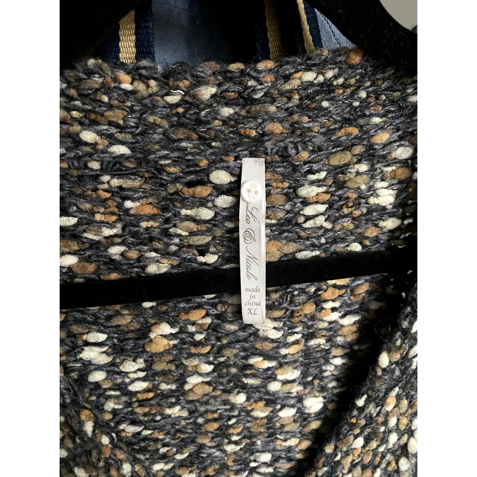 Leo & Nicole Wool Chunky Knit Boucle Rustic Brown Cardigan XL Heritage Boho Cozy - Image 3