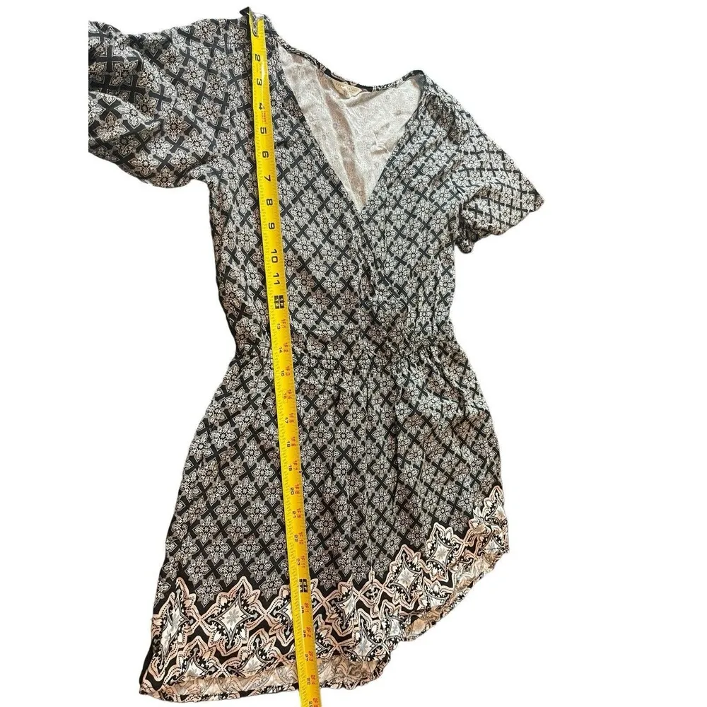 Aeropostale Black Floral Long Sleeve V-neck Cross Front Romper XS - Image 8