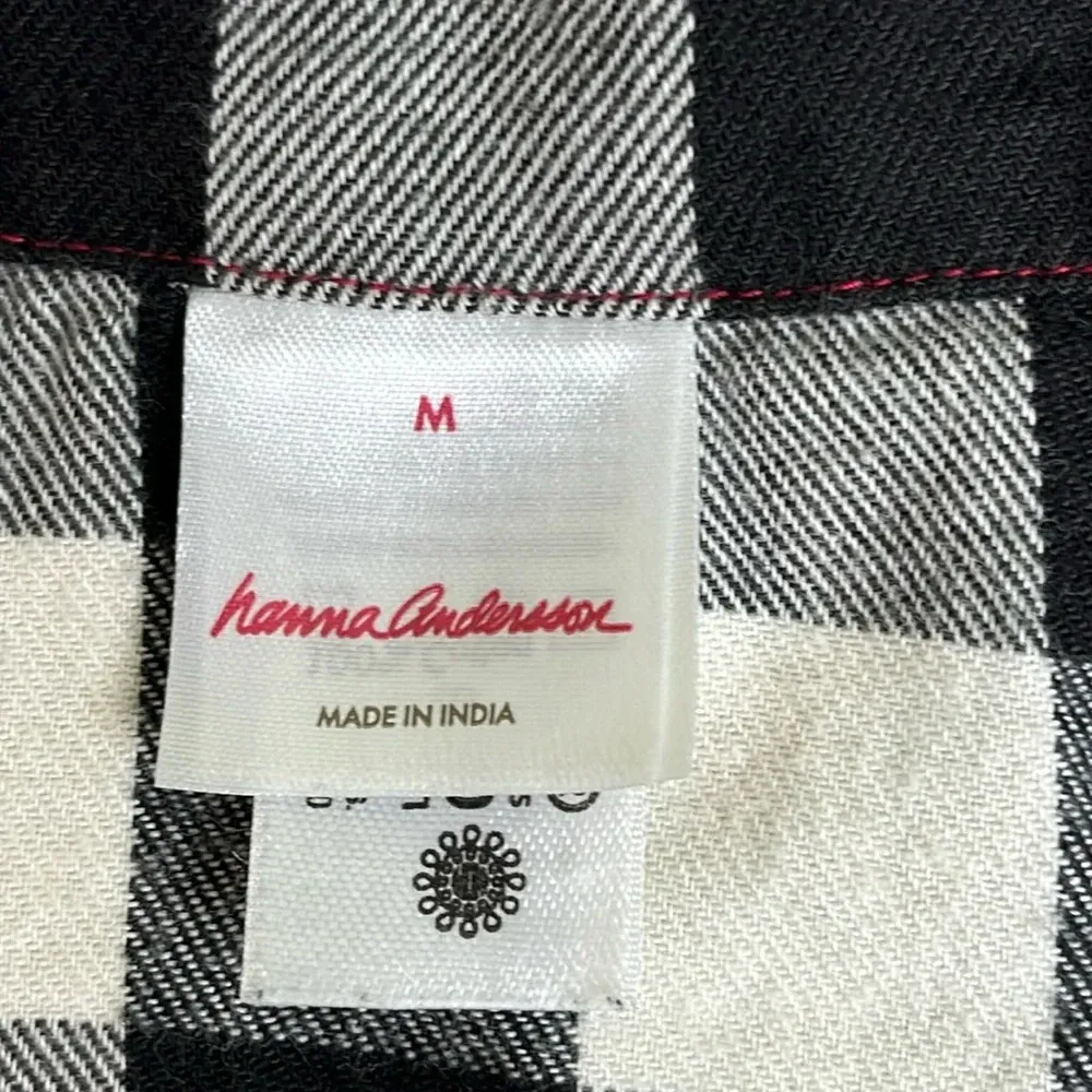 Hanna Andersson Flannel Buffalo Plaid long sleeve button down Pajama Top Black Size M - Image 9