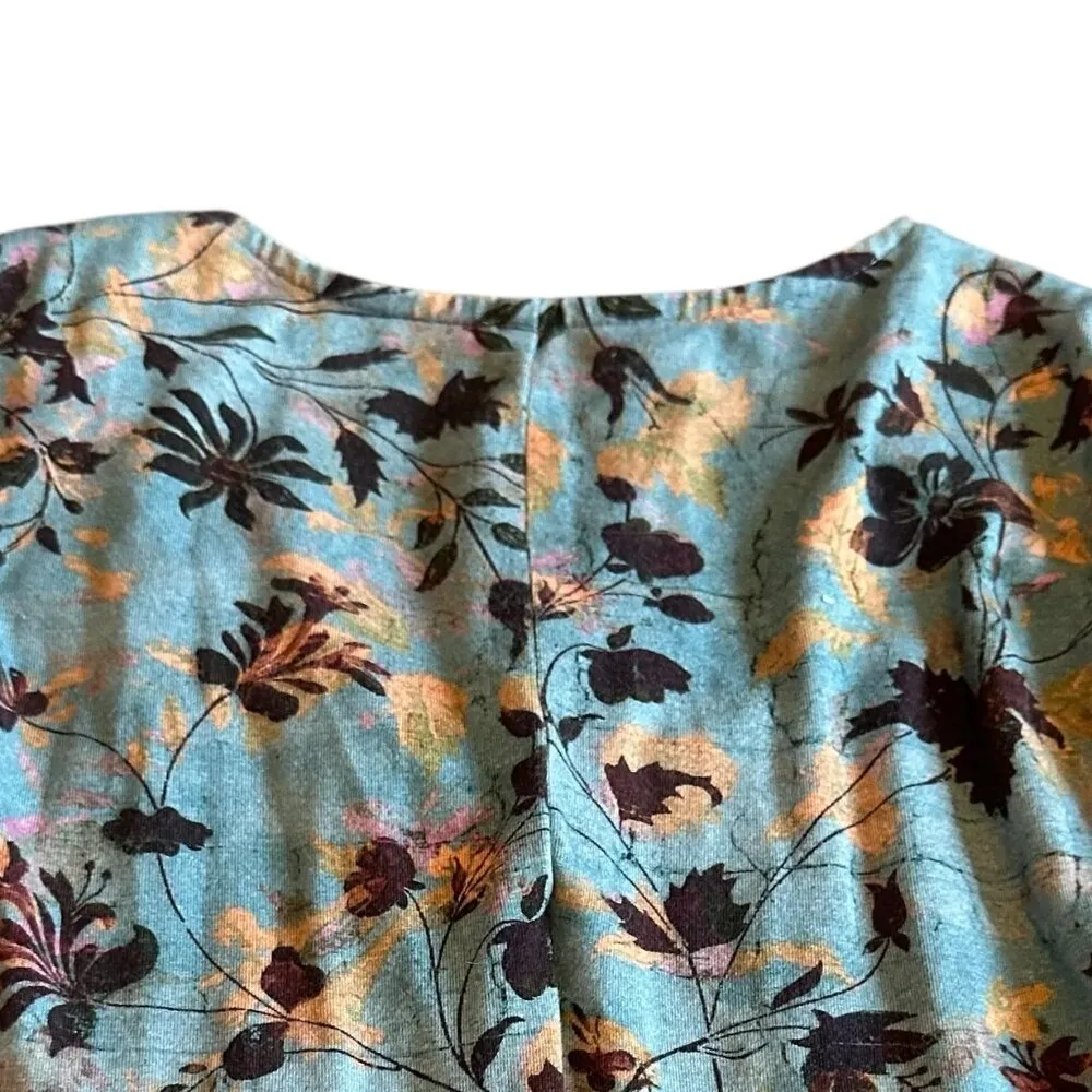 Peruvian Connection Blue Long Sleeve Dress Floral Knot Waist Size Small Women's - Image 8