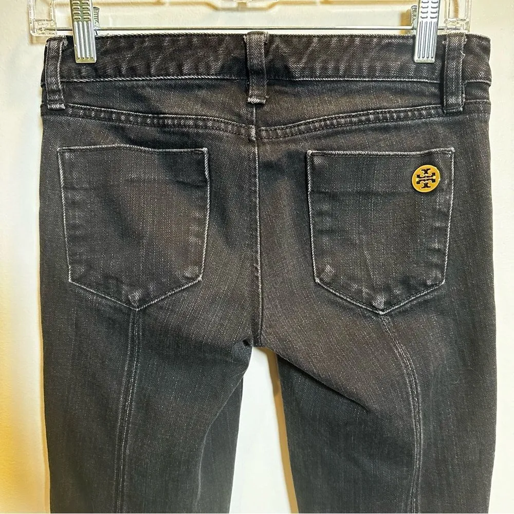 Tory Burch Super Skinny Jeans Women's Size 25 Black Ankle Zip Denim Stretch‎ - Image 4