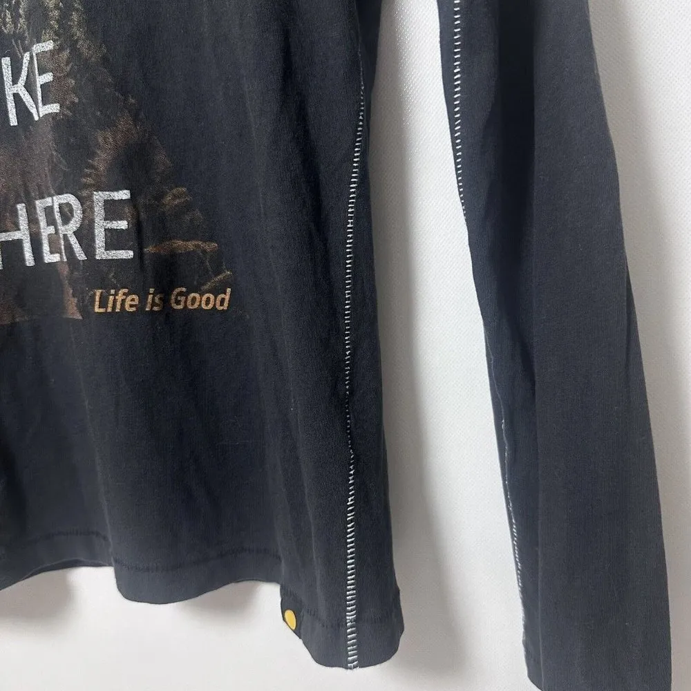 Life is Good T Shirt Womens Small Gray Top Long Sleeve Outdoors I Like It Here - Image 5