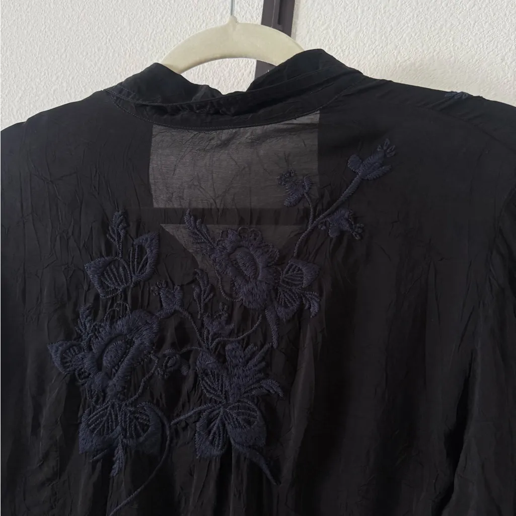 Johnny Was Black Button Down Shirt with Embroidery - Image 2