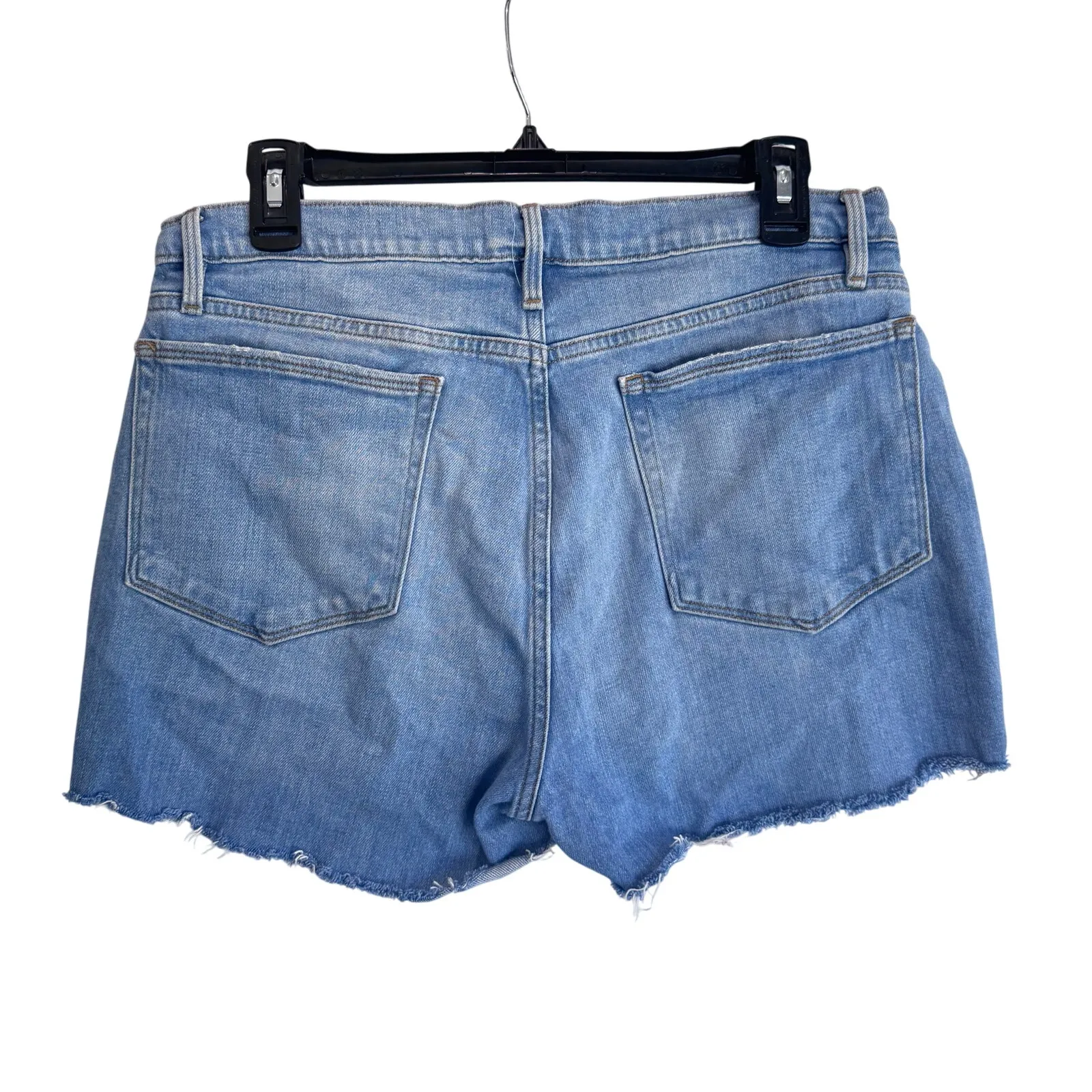 FRAME Le Nouveau Straight Distressed Denim Shorts Size 30 Raw Hem - Image 2
