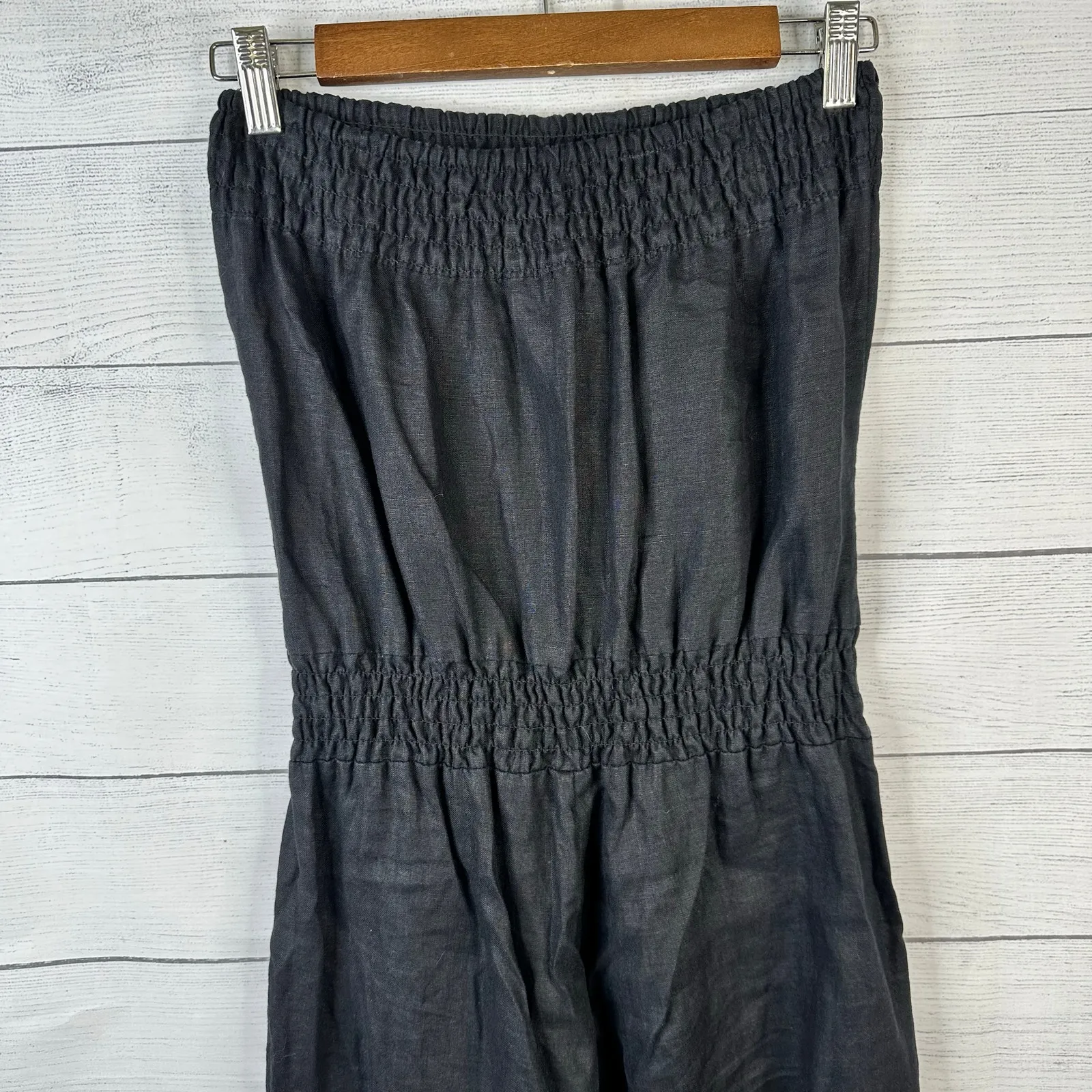 Blue Saks Fifth Avenue Womens size Medium Sleeveless Linen Jumpsuit Black - Image 5