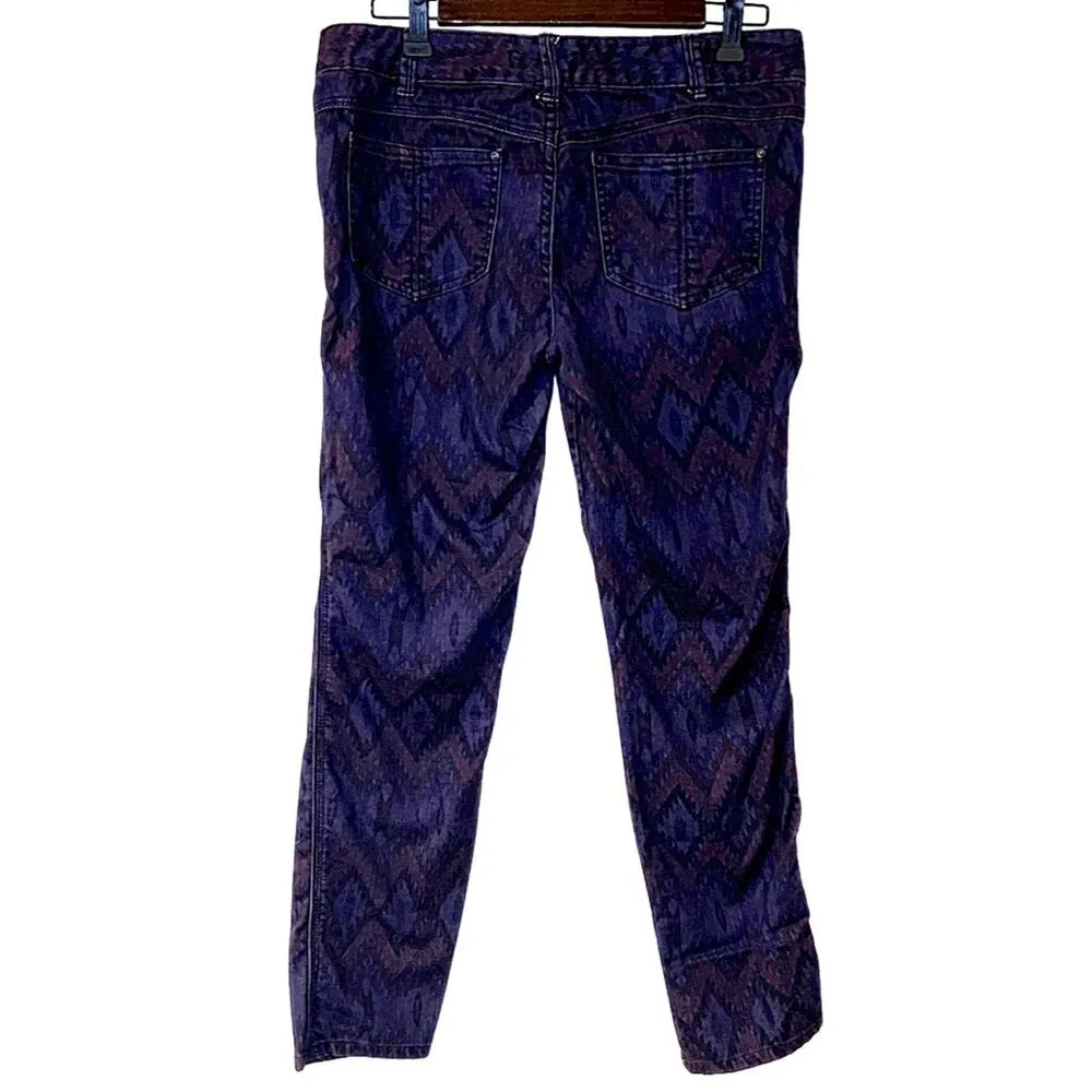 Free People Women's Purple Aztec Skinny Jeans Size 30 - Image 2