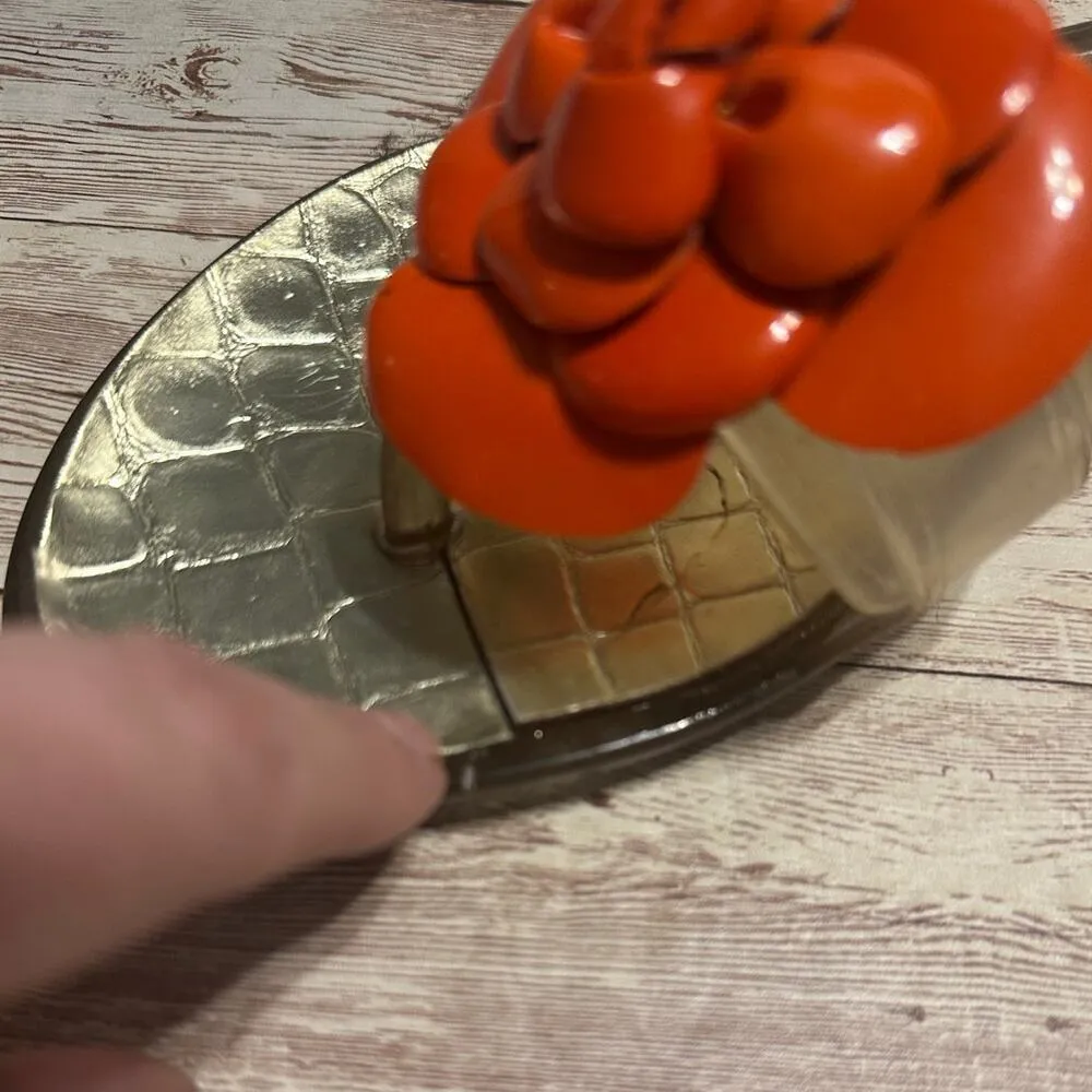 Stuart Weitzman Jelly Thong Flip Flop Size 9 Patent Leather Floral Flower Sandal - Image 5