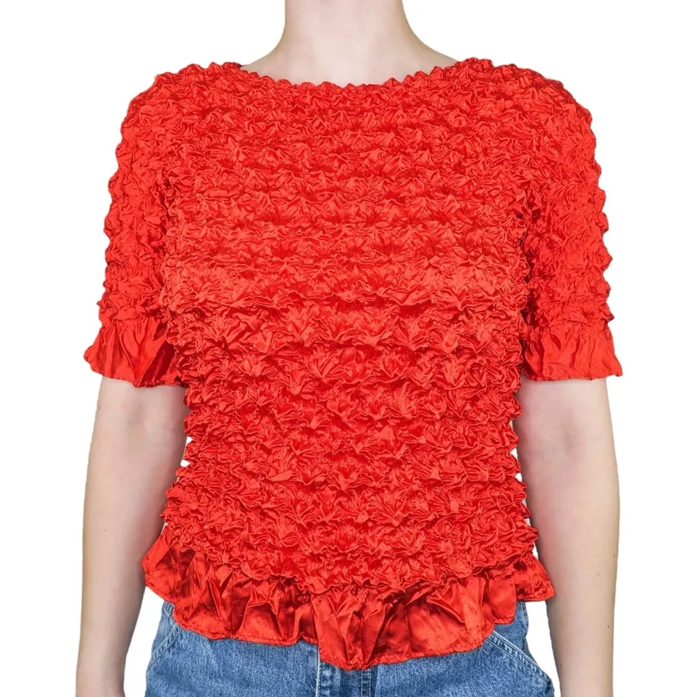 Vintage 90s Red Bubble Popcorn Shirt Size M - Image 2