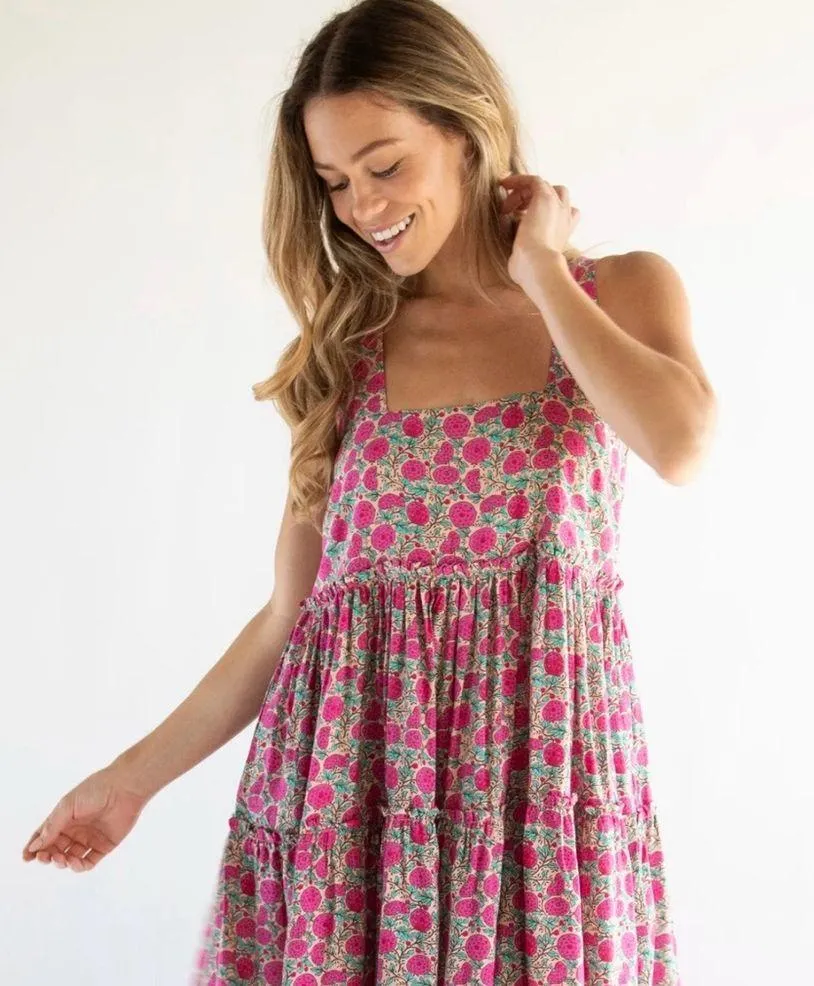 Natural Life  NWT Anna Mini Dress - Pink Puff Floral Sz M - NEW Boho Flowy - Image 4