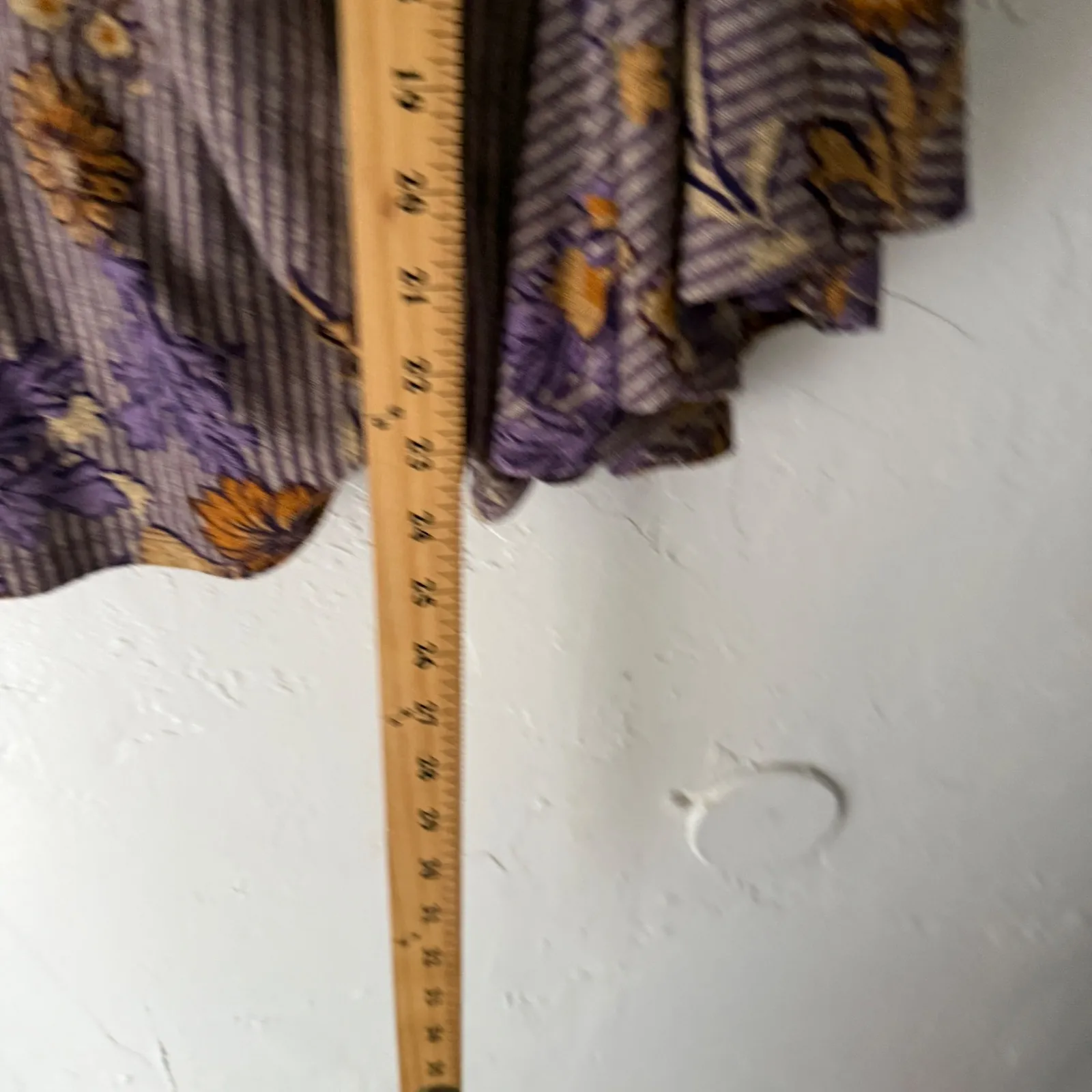 The Muses Lounge Purple Floral Stripe Knit Tunic Top Womens XL Flare Sleeve Boho - Image 6