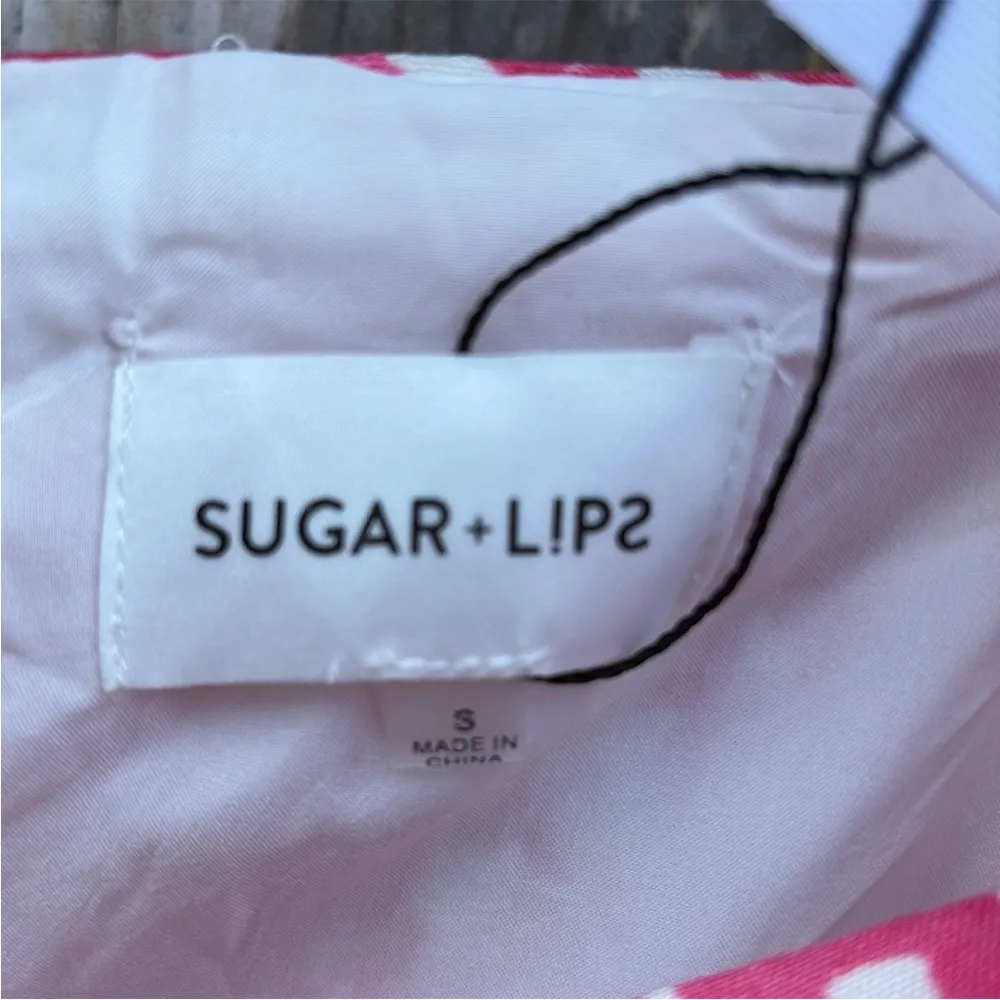 NWT Sugar + Lips Coral Crush Everheart Shorts Romper Ivory Coral Size Small - Image 5