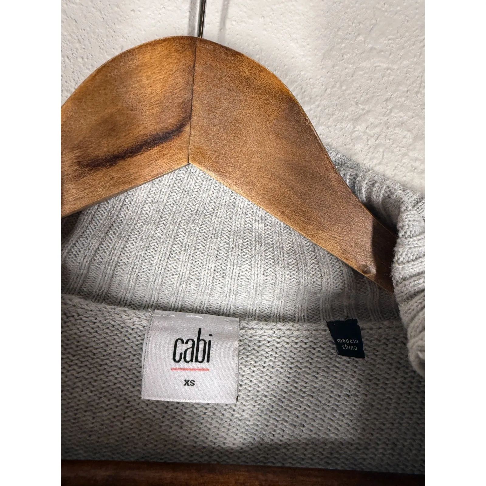 Cabi Gray Cable Knit Sweater Poncho Womens Sz XS Oversized Turtle Neck - Image 6