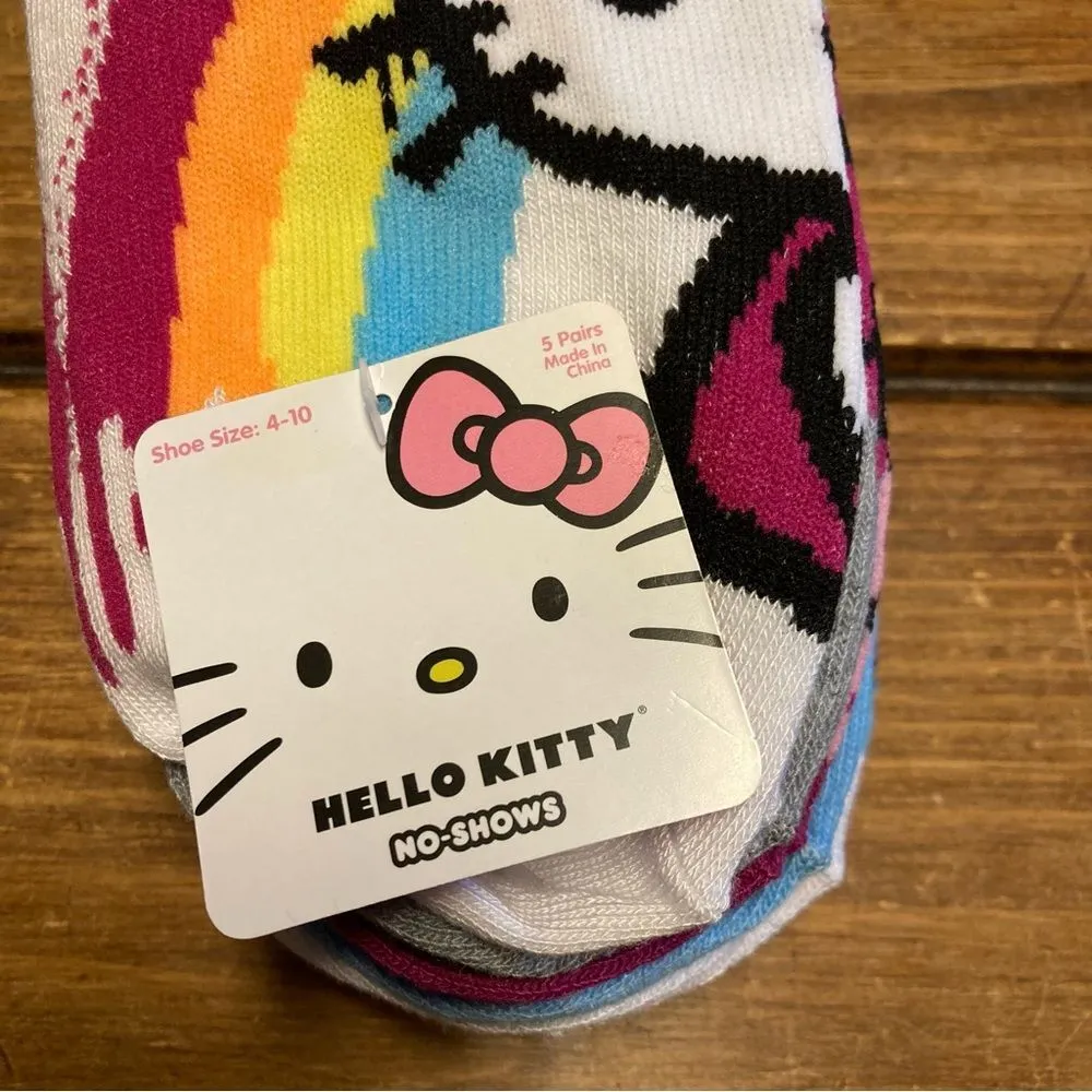 Hello Kitty 5 Pairs No Show Socks Retro Artsy Rainbow Kawaii NWT - Image 9