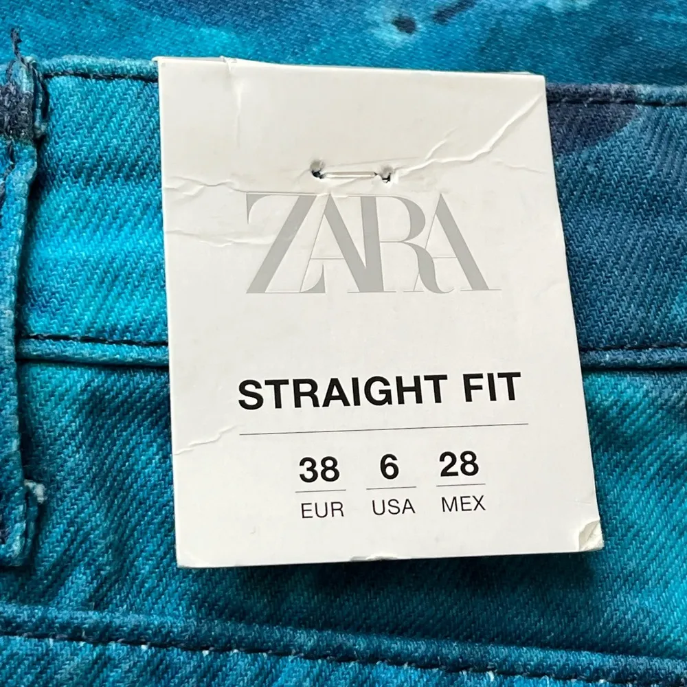 Zara Fish Pattern High Rise Straight Leg Jeans Blue Size 6 - Image 6