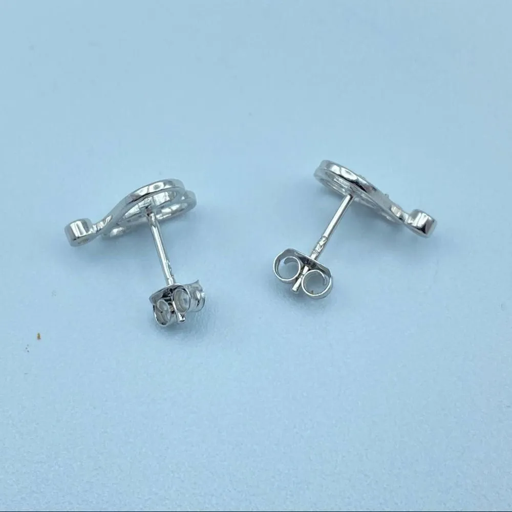 Stethoscope Sterling Silver CZ Earrings Silver - Image 4