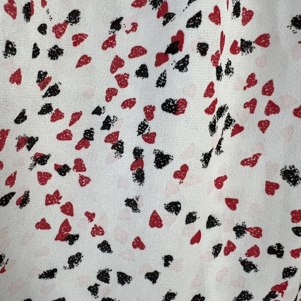 Max Studio Size L Blouse Heart Polka Dot Keyhole Tie Front Smocked Long Sleeve - Image 7