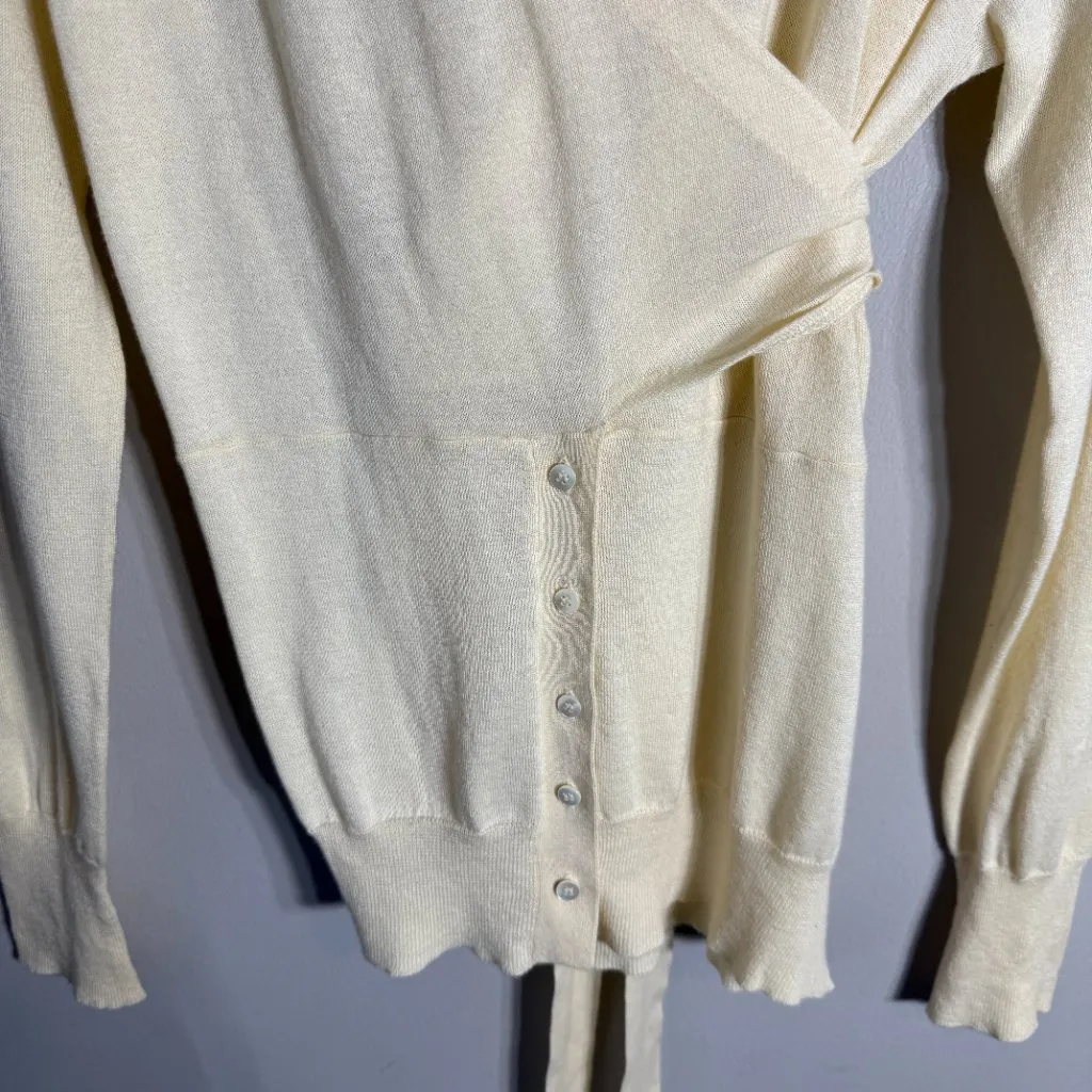 J. Crew Wrap Cardigan Sweater Women's Large Butter Yellow Preppy Minimalist NWT - Image 8