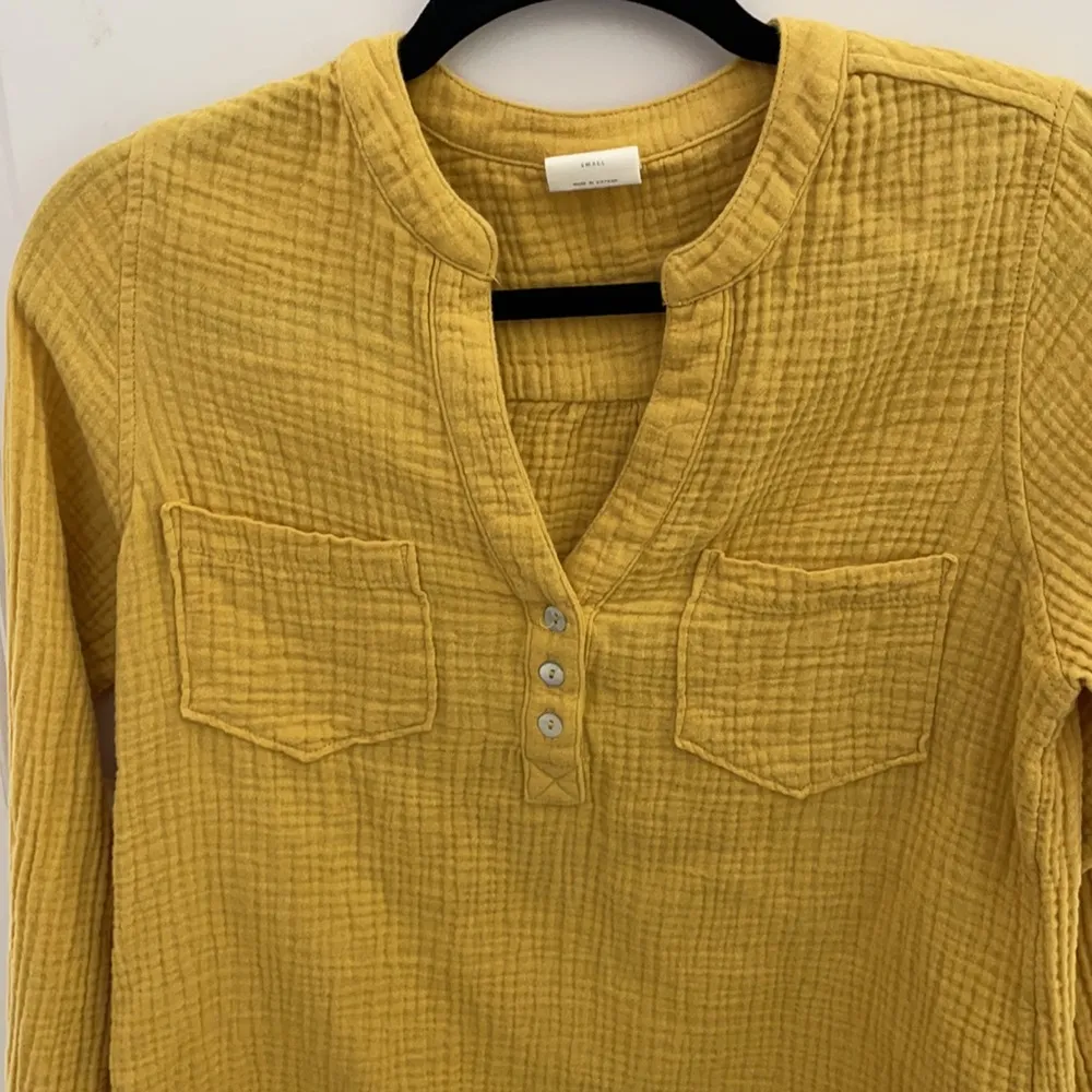 MOTE Mustard Henley Top Small Yellow - Image 3