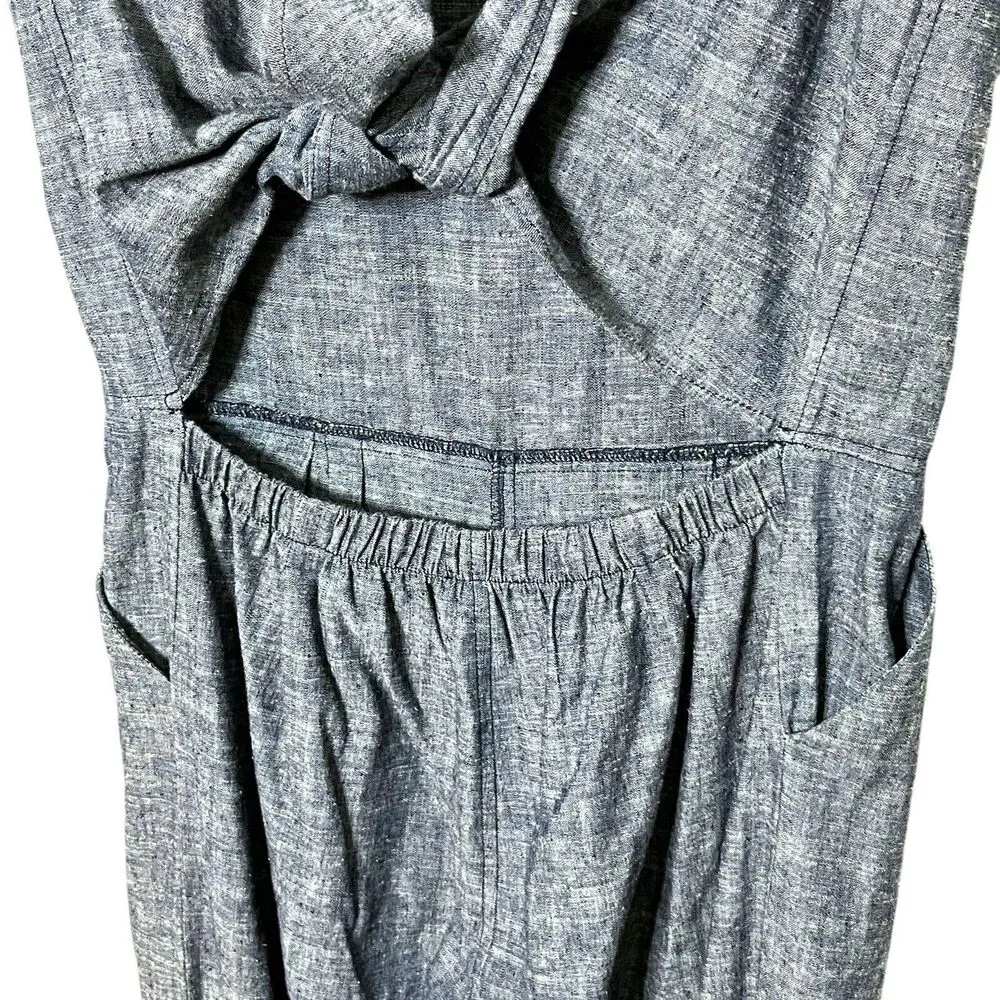 Ozma Chambray Matador Jumpsuit Women’s Size XS Blue Organic Cotton Wide Leg - Image 7