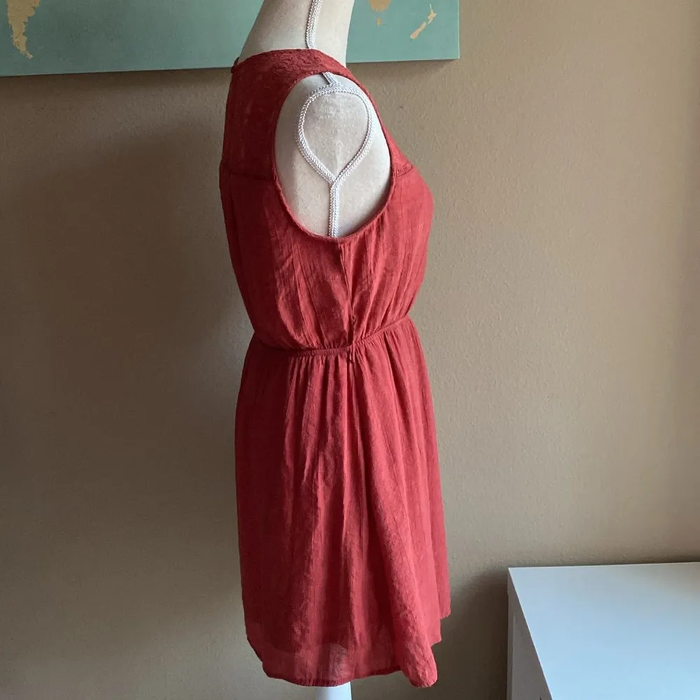 Sienna orange gauze and crochet embroidery lace dress medium comfy - Image 7