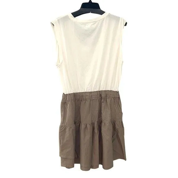 Grey State Womens Cap Sleeve Drawstring Helena Mini Dress Spa White Size 3 NWT Tan Size L - Image 3