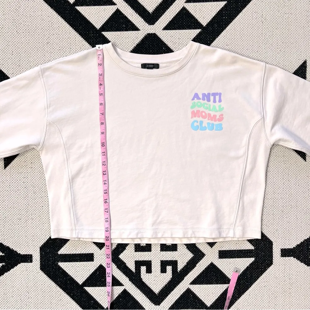 J. Crew University Terry Crop Crewneck Anti Social Moms Club Sweatshirt Small - Image 3