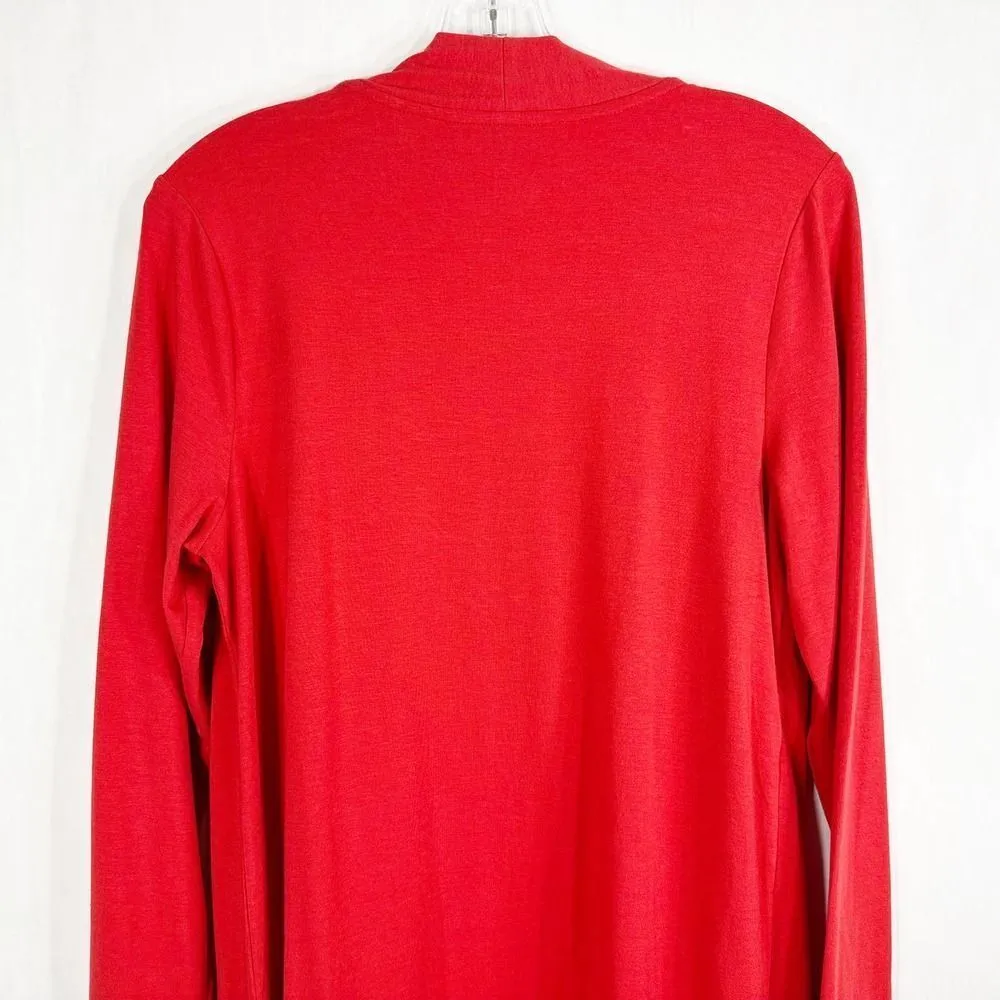 Isaac Mizrahi XS‎ Cardigan Sweater Long Red Open Front Long Sleeve Cotton 1142 - Image 6