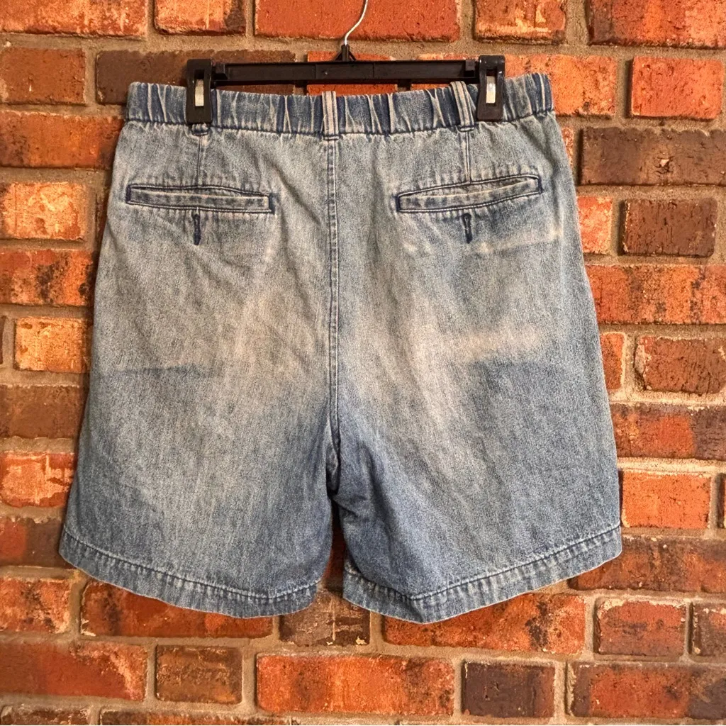 Outerrim womens high rise pleated vintage retro denim shorts blue 30 - Image 2