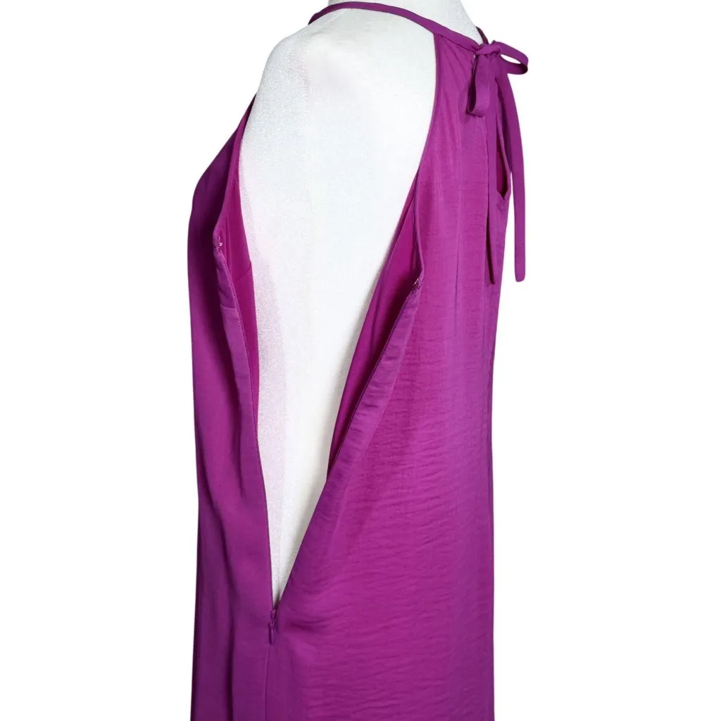 NWOT Banana Republic Womens Dress Size 4P Sleeveless Magenta Halter Tie Back Flo - Image 3