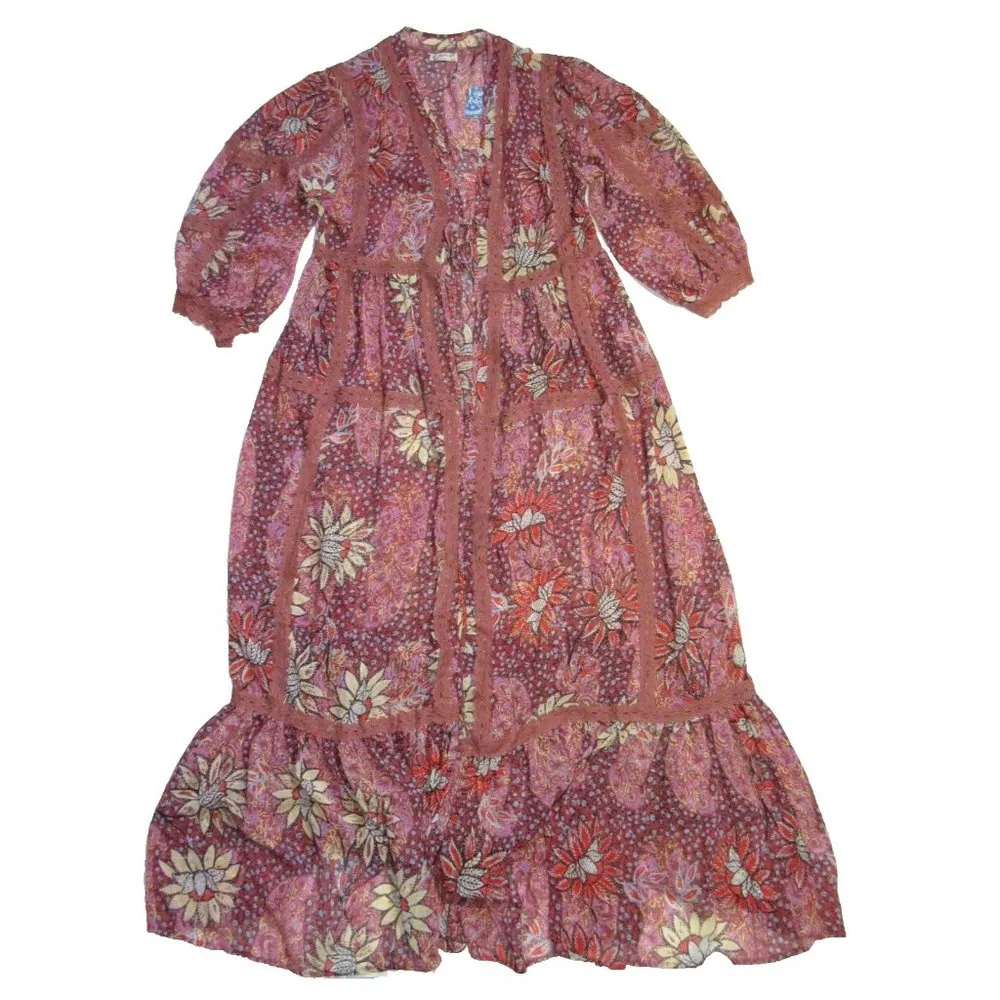 NWT Intimately Free People Grasslands Kimono in Charlotte Rose Combo Sheer XS/S - Image 3