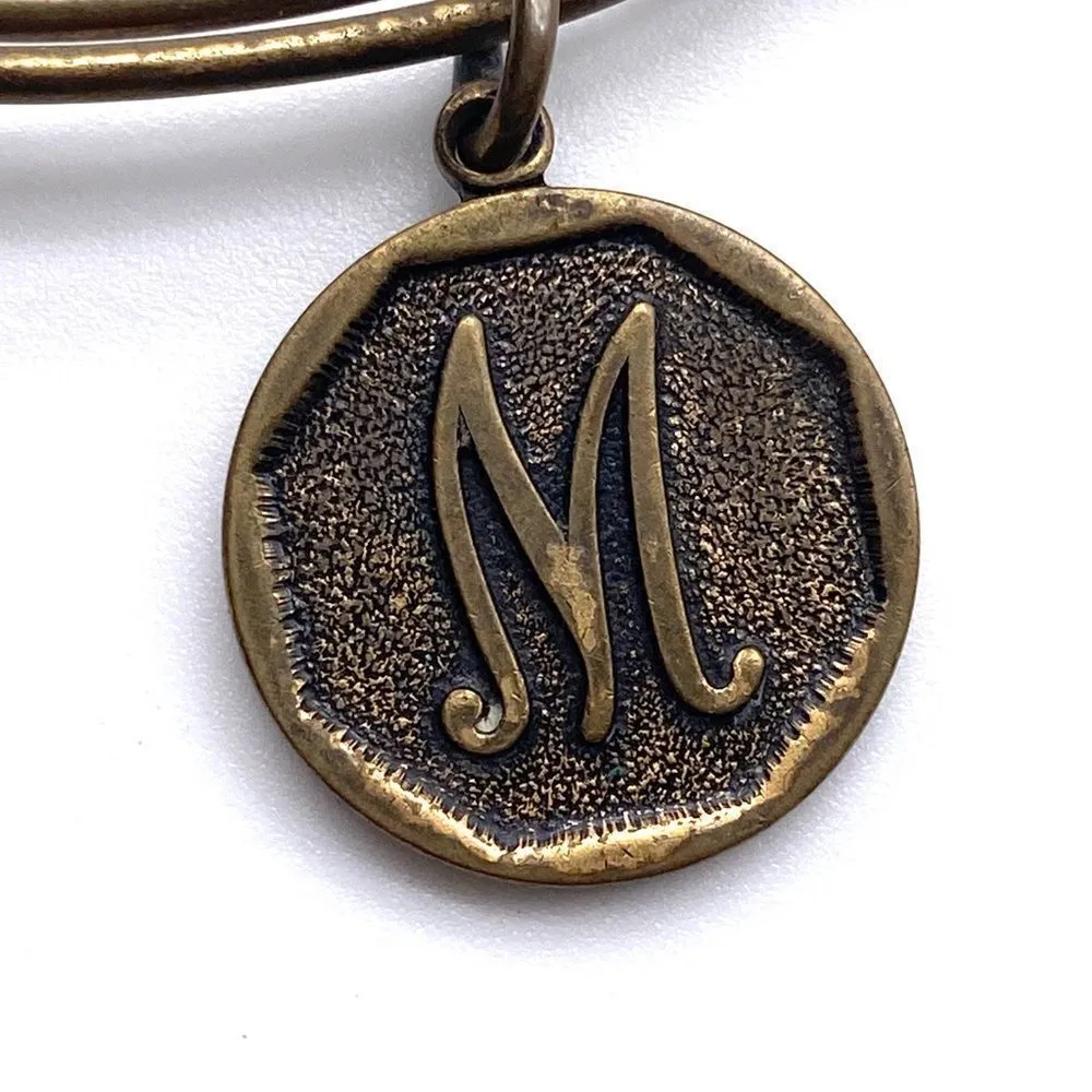 Alex &‎ Ani M initial bangle bracelet gold tone - Image 2