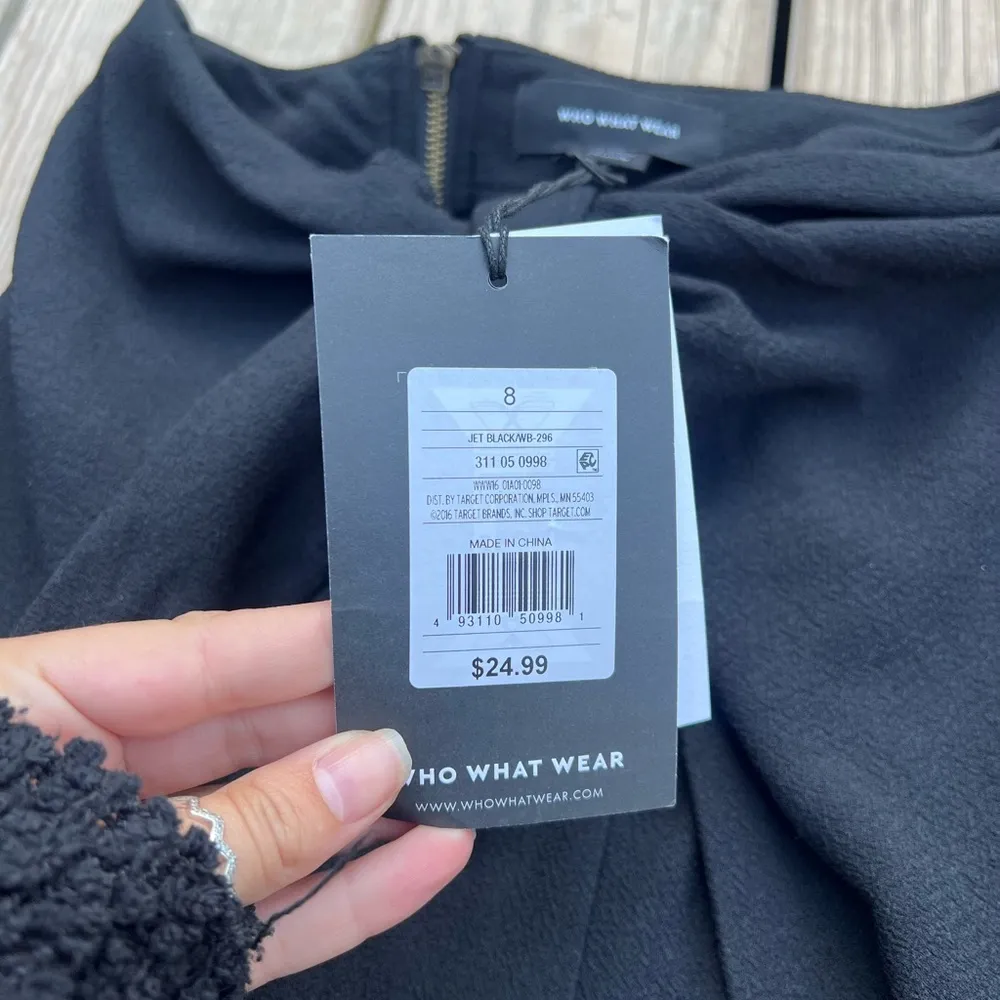NWT who what wear | size 8 | jet black skirt with bow - Image 2