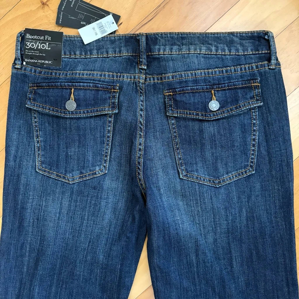 NWT Banana Republic Sz 30 10L 10 Long Boot Cut Leg Jeans Flap Back Pockets - Image 4