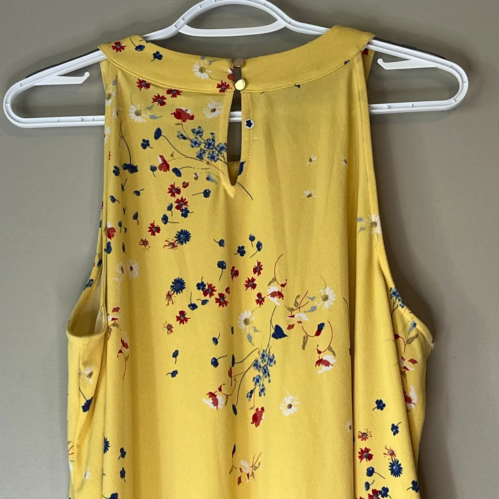 Charter Club Yellow / Navy Blue Floral Halter Tank Top Size 1X - Image 6