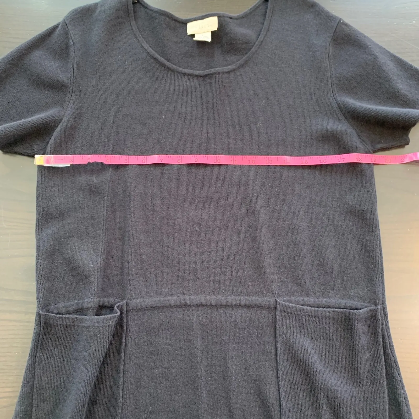 J Jill Black Linen Cotton Short Sleeve Knit Maxi Long Dress Pockets Large Modest - Image 5