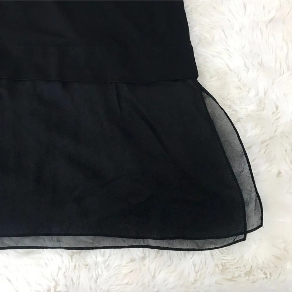 EILEEN FISHER Black Sheer Silk Long Sleeve Tunic Top Jersey Classic Size‎ Small - Image 6