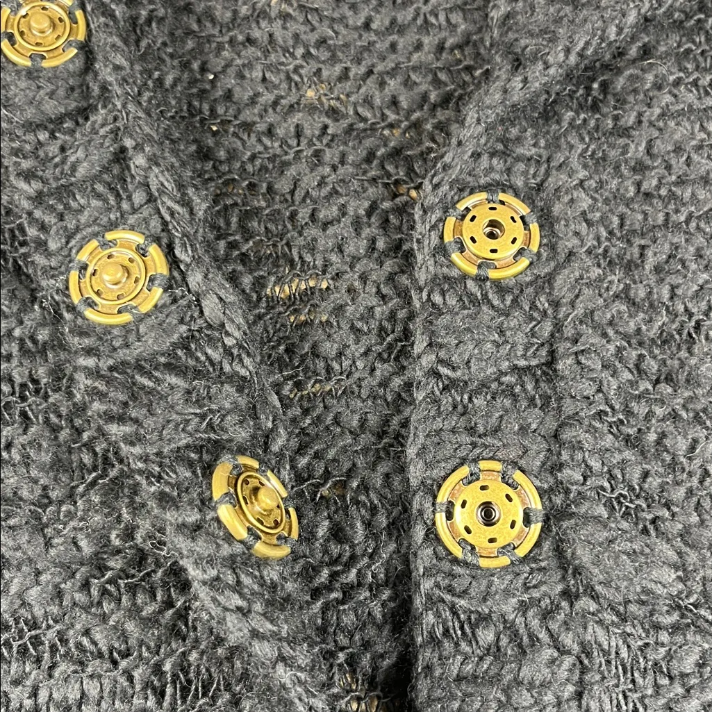 Free People Black Chunky Knit Cardigan 
Size: Small - Image 3