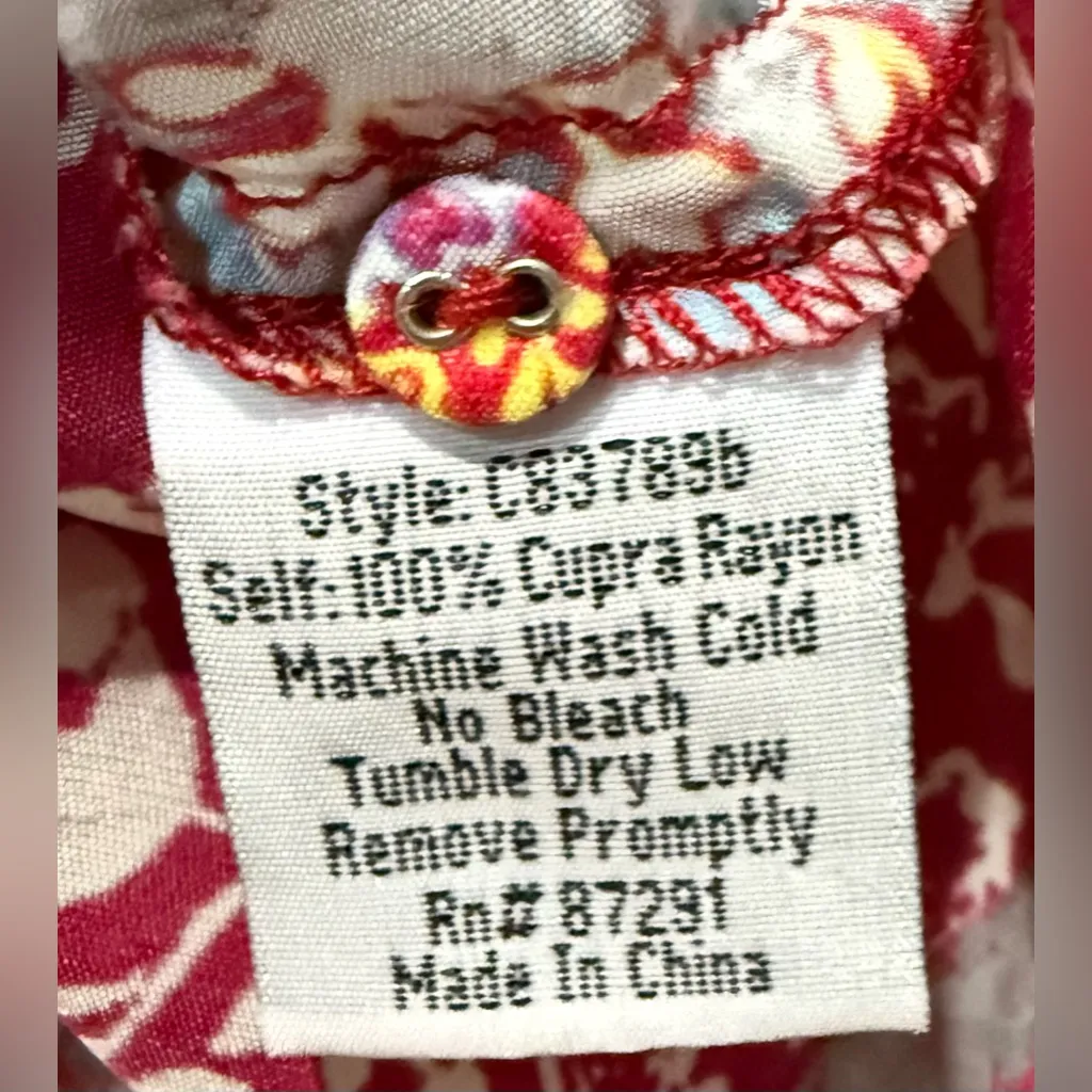 Johnny Was Multicolor Floral Patchwork Print Boho‎ Button Down Blouse Shirt XS - Image 6