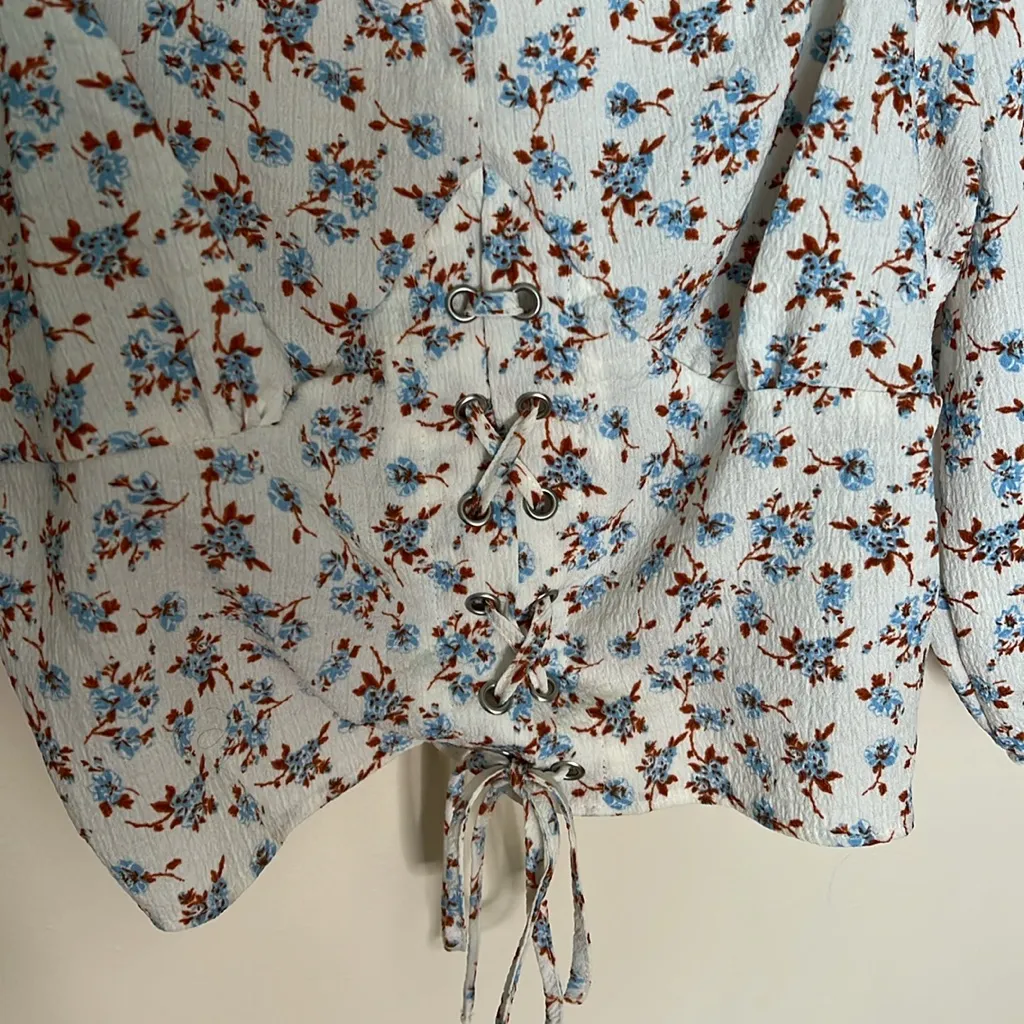 Primark Floral Milk Maid Top‎ with Corset Detail Size 8 - Image 3
