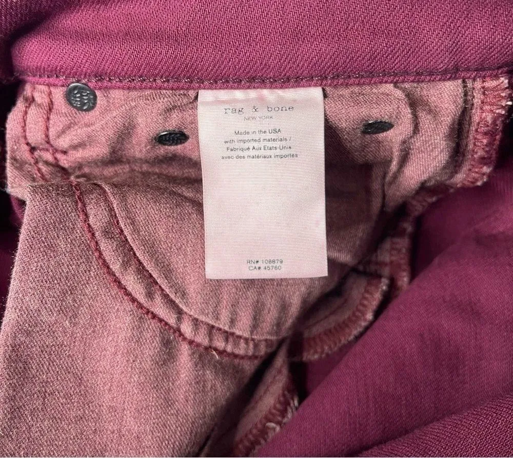 Rag & Bone Nina High Rise Ankle Skinny Coated Wine Red Skinny Jeans 26 - Image 4