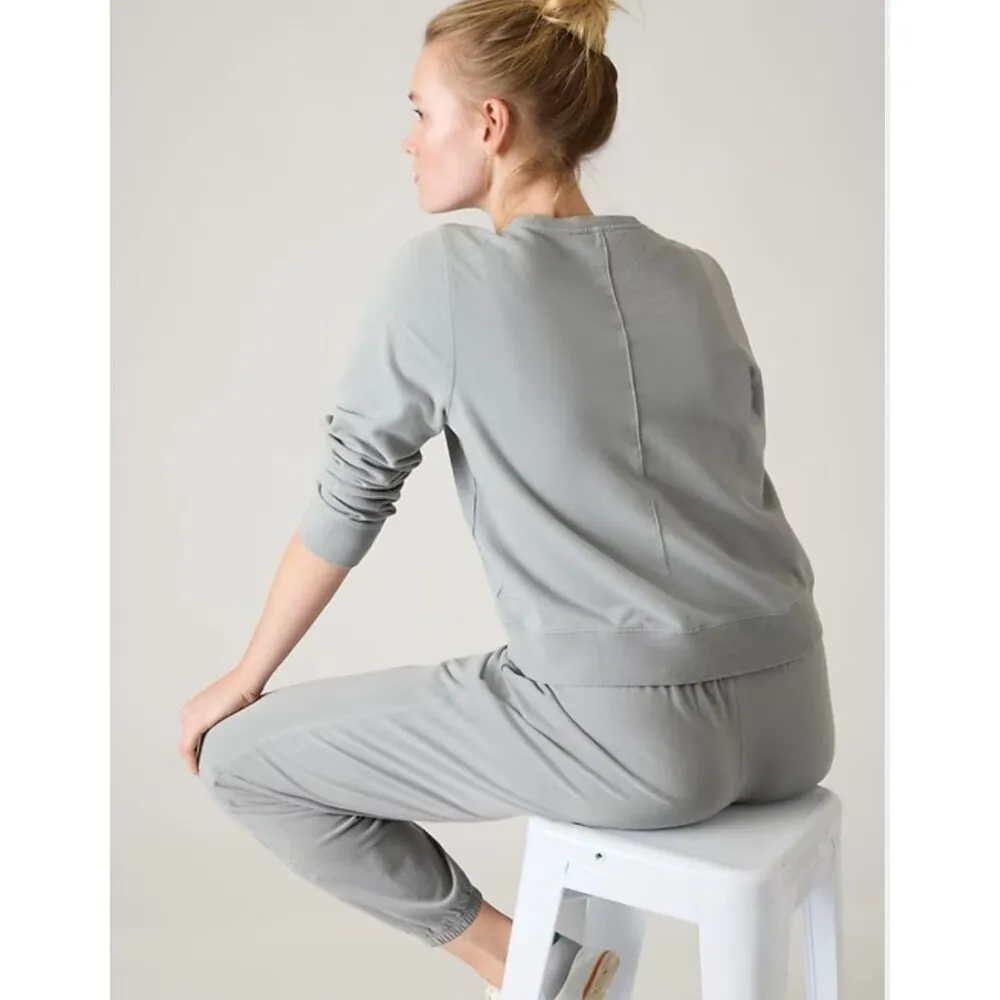 Athleta XS Retroterry Crewneck Sweatshirt Storm Cloud Garment Dye Gray X-Small - Image 6