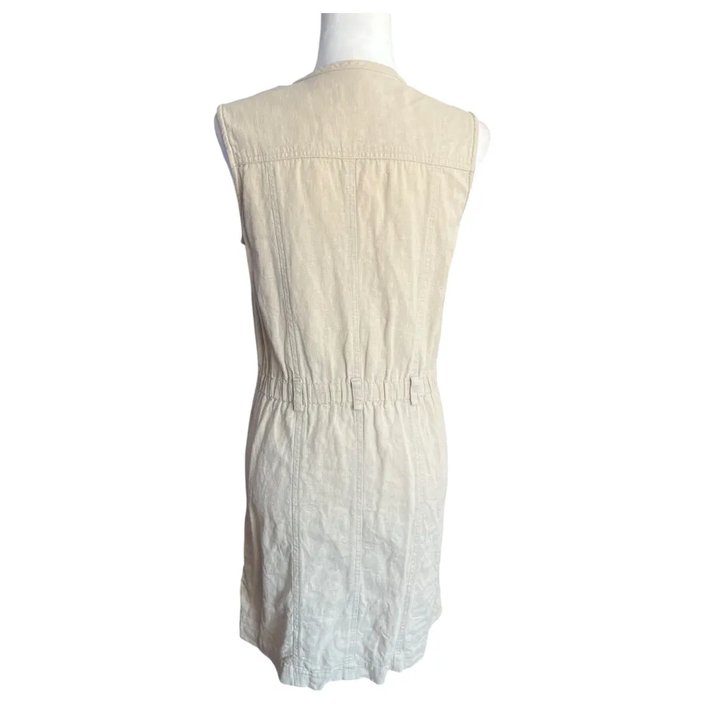 Vintage Linen & Cotton-Blend Cream Shift Dress - Image 6