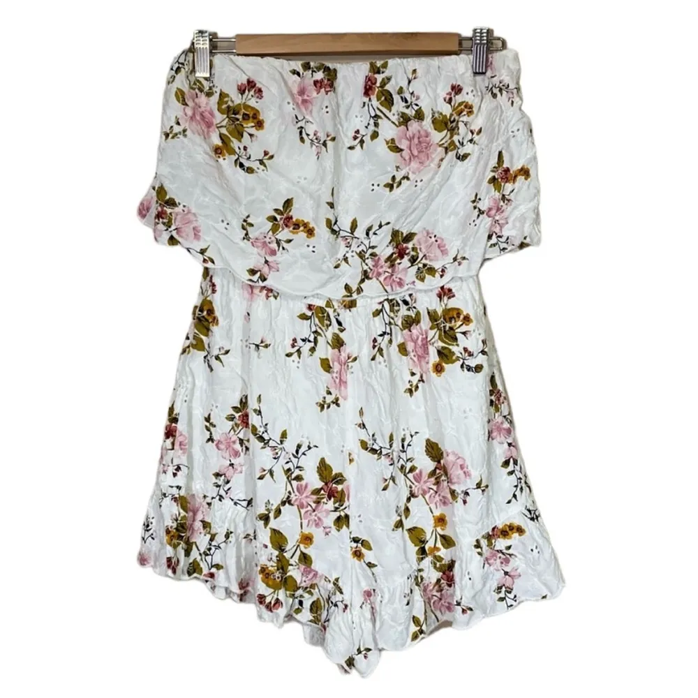 White Floral Design Romper Jumpsuit American Eagle Outfitters Women’s Size Small - Image 6