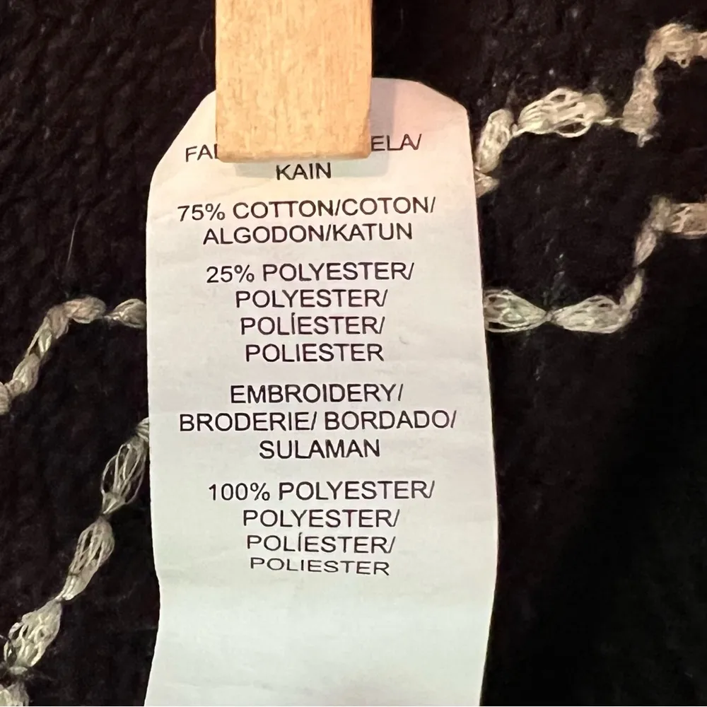 Lucky Lotus by Lucky Brand Gray White Aztec Embroidered Open Cardigan Sweater M - Image 6