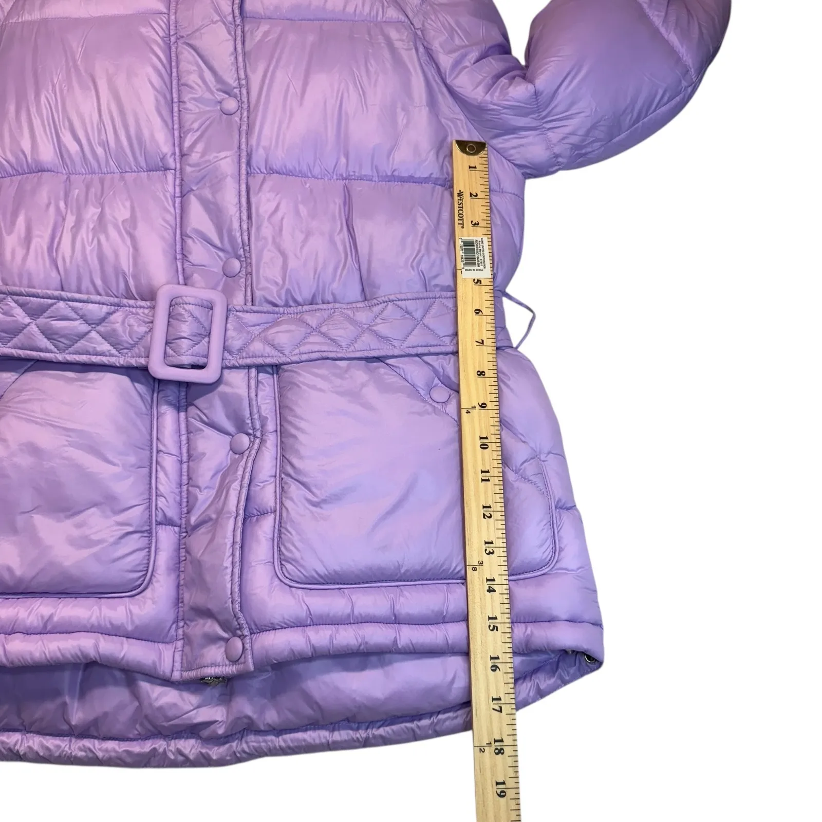 Toboggan Canada Puffer Jacket Belted Hooded Lilac Purple Warm Women Small - Image 10