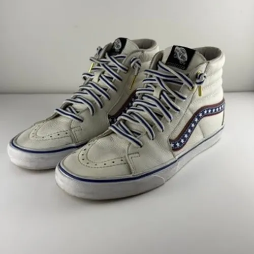 Vans SK8-Hi Americana Sneakers Womens 10 White Red Blue High Special Edition - Image 2