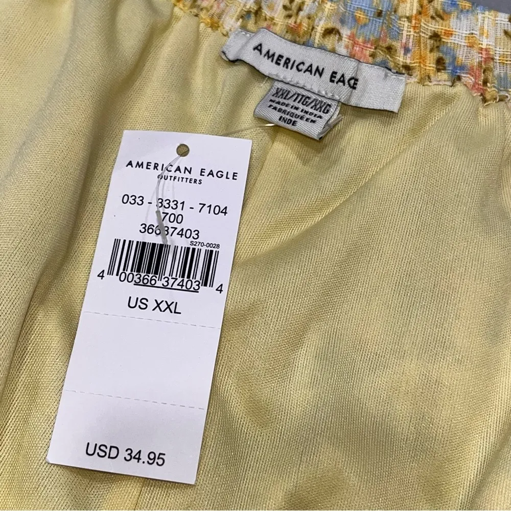 NEW American Eagle Yellow Floral High Waisted Flowy Shorts - Image 9